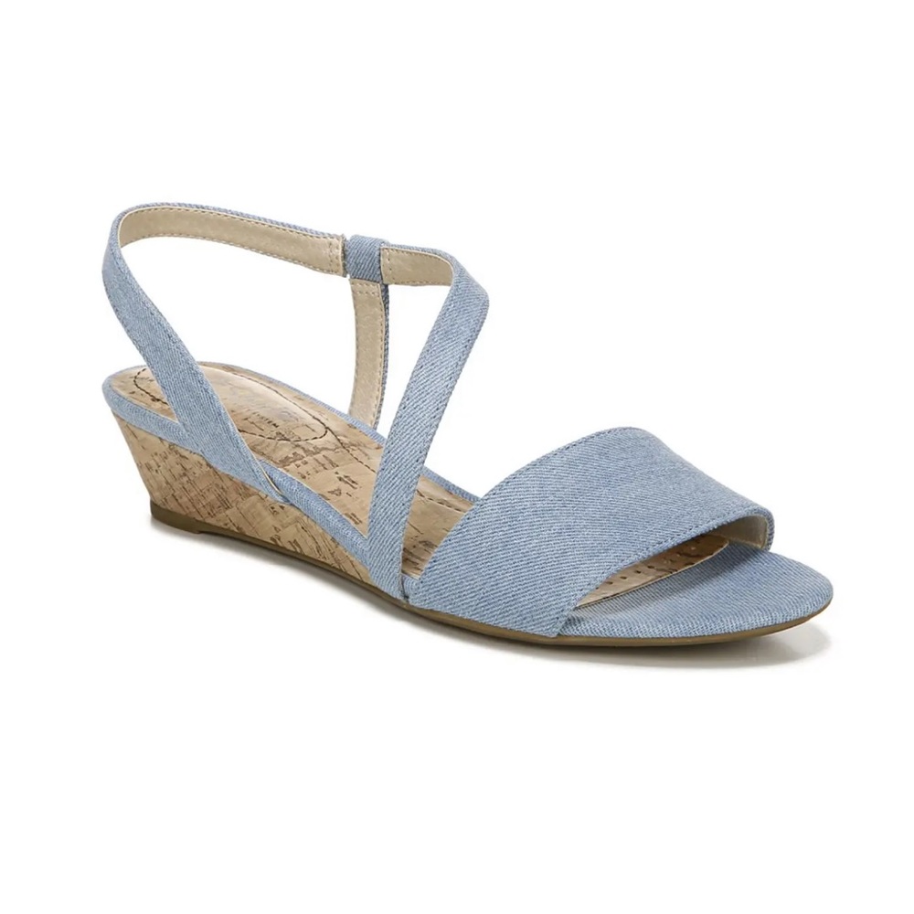 LIFESTRIDE Yasmine Wedge Sandal SIZE 11 LIGHT BLUE Denim